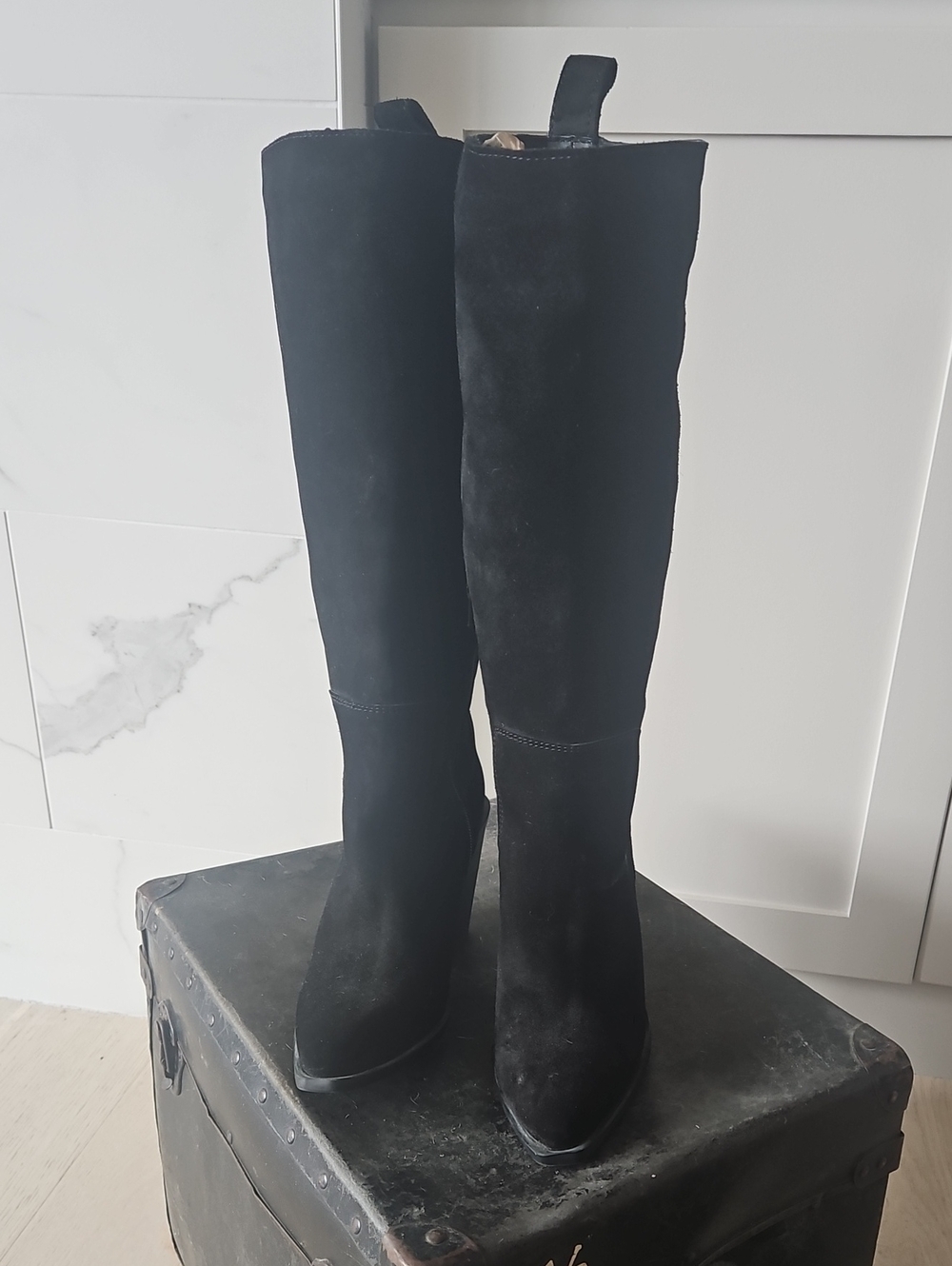 Classic Black Suede Knee-High Women's Boots
